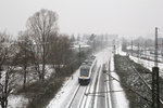 Durch das Schneetreiben kämpft sich Erixx 648 484 in Bremen-Sebaldsbrück.
Aufnahmedatum: 05.01.2016