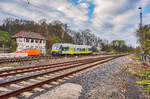 VT 650 780-9 fährt als ag 84603, auf der Fahrt von Bad Rodach nach Bayreuth Hbf, in den Bahnhof Coburg ein.
