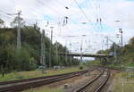 In Döbeln Hbf trift links die Strecke aus Nossen auf die Strecke von Chemnitz nach Riesa; 11.10.2024.