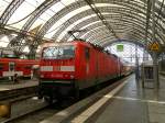 DB 143 339-0 im Zielbahnhof Dresden Hbf.