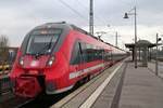 442 814 (Bombardier Talent 2) von DB Regio Südost, im Auftrag der S-Bahn Dresden, als S 32732 (S2) von Pirna nach Dresden Flughafen erreicht Dresden Hbf auf Gleis 19.