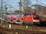 182 018 mit der S1 bei der Ausfahrt aus dem Dresdner Hauptbahnhof in Richtung Meien.