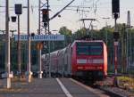 146 010-4 mit der RE10132 aus Hamm nach Aachen bei der Ausfahrt in Dsseldorf, 21.8.10