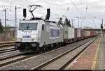 Containerzug mit 386 007-9 der METRANS Rail s.r.o. (METRANS a.s.) durchfährt den Bahnhof Elsterwerda auf Gleis 2 Richtung Prösen Ost.
[8.12.2019 | 9:54 Uhr]