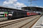 Hier 182 501-7 mit einer RB20 (RB16320) von Halle(Saale) Hbf. nach Eisenach, bei der Einfahrt am 19.8.2014 in Erfurt Hbf.