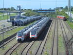 Aufgeräumt ist dieser Teil vom  Bahnhof Mukran am 05.August 2024.Ein paar ÖBB Triebwagen stehen noch immer dort.