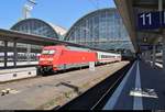 101 021-4 als IC 2339 (Linie 26) nach Karlsruhe Hbf steht in seinem Startbahnhof Frankfurt(Main)Hbf abweichend auf Gleis 12.