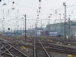 Ein Teil vom Gleisvorfeld in Frankfurt (M) Hbf am 17.04.2019, vom Bahnsteig 15 aus fotografiert.