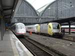 DB Fernverkehr Siemens Velaro D (BR 407) und Siemens Dispolok ES 64 U2-096 am 16.02.15 Frankfurt am Main Hbf