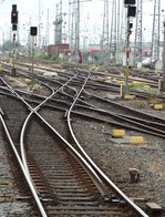 Eine Weichenstraße am 20.05.16 in Frankfurt am Main Hbf 