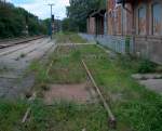 Der Rest vom Gleis 1 am 26.07.2007 im Bahnhof Freyburg. Nur noch Gleis 2 und 3 sind befahrbar.