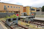 Die Prellböcke an den Bahnsteigen 36 und 37, am 05.07.2024 in Fulda.