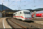 401 014-6 (Tz 114  Friedrichshafen ) als ICE 599 (Linie 11) von Hamburg-Altona nach München Hbf durchfährt den Bahnhof Geislingen(Steige) auf der Bahnstrecke Stuttgart–Ulm (Filstalbahn