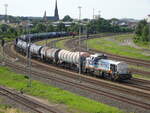 Am 09.08.2024 war Lok  Olivia  4185 110-0 der Netzwerkbahn Sachsen mit Kesselwagen in Gera in Richtung Zeitz unterwegs.