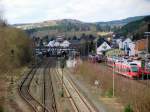 Blick ber dem Bahnhof Gerolstein beim Dampfspektakel am 02.04.