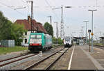 186 217-6 (2825) der Lineas Group nv/sa trifft auf 9442 110 (Bombardier Talent 2) von Abellio Rail Mitteldeutschland im Bahnhof Großkorbetha.
[27.4.2019 | 9:00 Uhr]