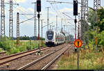 DBpbzfa 668.2 mit Schublok 146 556-6 DB als IC 2038 (Linie 56) von Leipzig Hbf nach Emden Hbf durchfährt den Bahnhof Güterglück auf der Bahnstrecke Biederitz–Trebnitz (KBS 254).