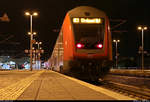 DBpbzfa 76?.? mit Zuglok 112 ??? von DB Regio Nordost als RE 3306 (RE3) nach Stralsund Hbf steht in seinem Startbahnhof Halle(Saale)Hbf auf Gleis 11 A-C.