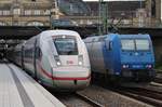 412 031 (5812 031-3) begegnet am 12.09.2019 als ICE508 von München Hauptbahnhof im Hamburger Hauptbahnhof der 185 521-2.