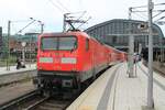 112 154 der DB Regio Schleswig-Holstein (DB Regio Nord, Kiel) mit dem RE 80 aus Bad Oldesloe am 27.8.2022 im Hamburger Hbf.