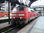 218 399-4 mit einem Regionalzug am 29.7.2007 in Hamburg Hbf.