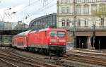 112 180-5 mit RE 21424 von Hamburg Hbf nach Lbeck Travemnde-Strand bei der Ausfahrt aus Hamburg Hbf am 11.05.2013