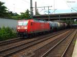 145 055-0 fuhr mit einen tankzug am 01.07.13 durch HARBURG