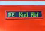 Hier die Matrix-Anzeige des RE 21008 von Hamburg nach Kiel im Hamburger Hbf am 03.04.13.