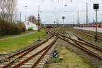 Weichenstraße am 28.01.23 in Hanau Hbf vom Bahnsteig aus fotografiert 