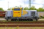 Schweerbau Vossloh G6 (650 086-8) am 06.05.23 in Hanau Hbf vom Bahnsteig aus fotografiert