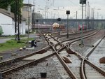 Weichenstraße am 24.04.16 in Hanau Hbf vom Bahnsteig aus fotografiert