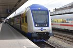 HANNOVER, 19.03.2016, ein Doppelstocksteuerwagen der Bahngesellschaft metronom als RE2 nach Uelzen in Hannover Hbf