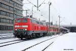 218 832 mit einem RE nach Bad Harzburg in Hannover HBF am 13.2.2010.