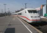 Hier 808 029-3 Templin  als ICE548 von Berlin Ostbahnhof nach Kln/Bonn Flughafen, bei der Ausfahrt am 7.4.2010 aus Hannover Hbf.