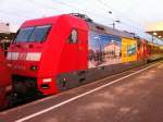 Die neue 101er Werbelok: 101 001-6  Klagenfurt am Wrthersee  koppelt am 4.10.11 in Hannover Hbf an einen Citynightline an.