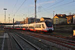 BTH (Bombardier Transportation Henningsdorf) 6442 408 erreicht im Einsatz für die SWEG als RE10b Heidelberg Hbf zur Fahrt nach Heilbronn Hbf. (12.02.2023)