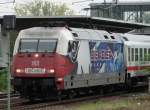 DB Fernverkehr 101 070-1 mit ADLER Mannheim Werbung am 11.10.14 in Heidelberg von Bahnsteig aus fotografiert 