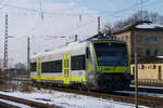 11. Februar 2013, Tw 650 722 der agilis fährt als ag 84555 Bad Rodach - Weiden. Fotografiert  im Bahnhof Hochstadt-Marktzeuln.