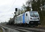 12.04.2018, Nach einer  Auszeit  verlässt Lok 187 307 der RAILPOOL mit ihrem Kesselwagenzug den Bahnhof Hochstadt-Marktzeuln.