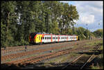 HLB ET 1440188-9 verläßt hier am 5.10.2024um 14.27 Uhr den Bahnhof Kahl am Main in Richtung Hanau.