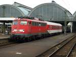 Die 115-293 3 mit genau einem Waggon der DB Nachzug im Bahnhof Karlsruhe am 23.