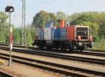 214 006-9 der Nordbayerischen Eisenbahn wartet am 08.10.2013 in Karlsruhe auf weiteren Einsatz.
