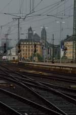 Blick auf die Signale der nrdlichen Bahnhofsausfahrt der Hbf Koblenz.