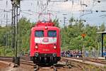 Frontansicht von der frisch lackierten 110 152-6 (115 152-1), welche am 18.06.2016 als zweite Einheitslok auf der Fahrzeugparade des Sommerfestes vom DB Museum in Koblenz Lützel zusehen war.