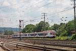 Nachschuss auf VIAS ET 412 A (428 146-5), als dieser am Mittag des 22.06.2019 gemeinsam mit VIAS ET 406 A (428 140-8) auf dem Weg von Neuwied nach Frankfurt (Main) Hbf war und hier am Rangierbahnhof und DB Museum in Koblenz Lützel gen Hauptbahnhof vobei fuhr.