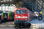 BR 111 143 schob am 16.01.2020 den RE 9 nach Aachen Hbf