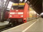 101 037-0  ARD Buffet  wartet in Kln Hbf mit IC 2013 Leipzig Hbf - Oberstdorf auf die Abfahrt. 27.03.08