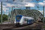 National Express 442 369 verlässt am 5. Juni 2017 die Hohenzollernbrücke und fährt in den Hauptbahnhof von Köln ein.
