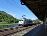 Metrans 386 016-0 TRAXX ME 2e(9154 7386 016-0 CZ-MT) mit einem Containerzug aus Tschechien im Bahnhof Königstein am 31.5.2020