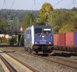 EU43-004 der PKP Cargo durchfhrt am 3. Oktober 2011 als Tfzf den Bahnhof Kronach in Richtung Lichtenfels.